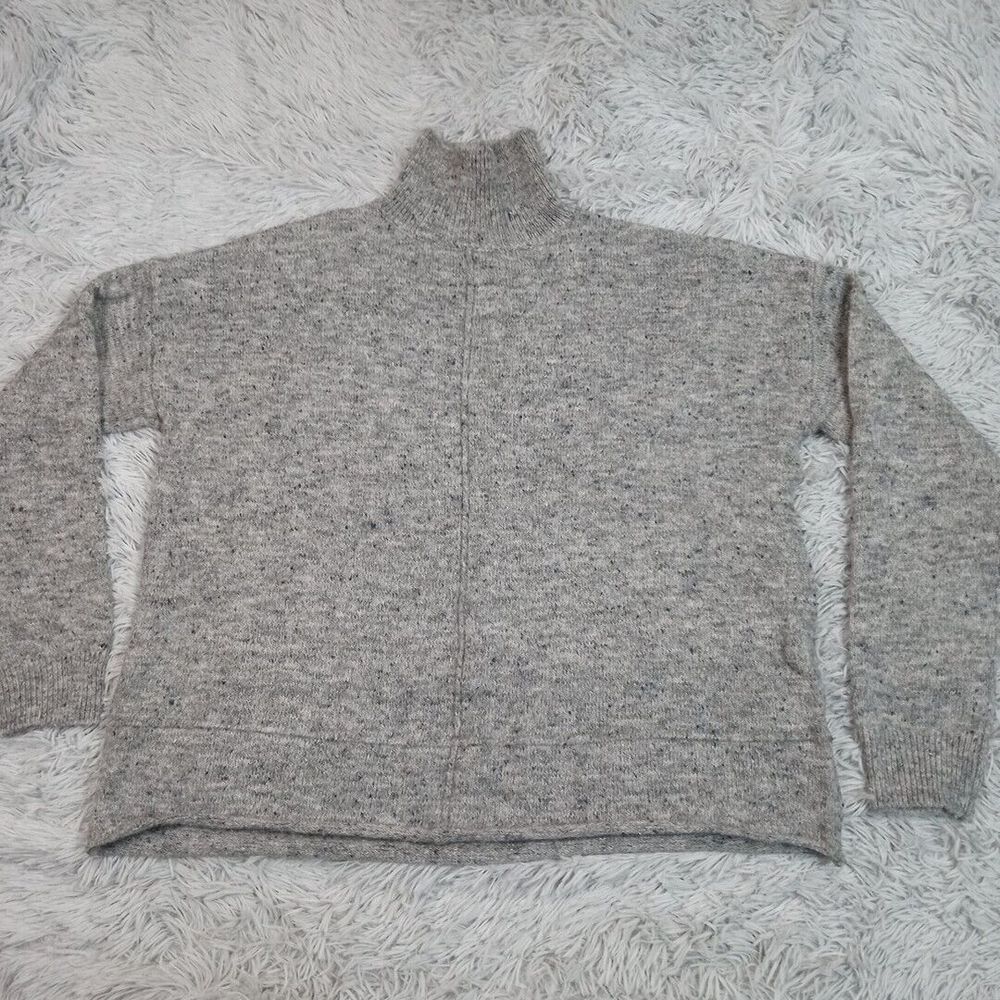 Max Studio London Sweater Womens S Gray Wool Blend Speckled Turtleneck Cozy Warm